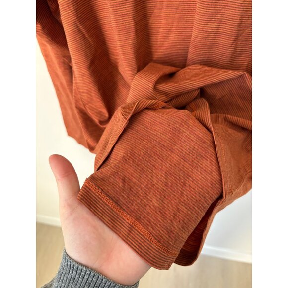 Woolx Merino Wool Blend Rust Brown Stripe Long-Sleeve Scoop-Neck Tunic Top 1X - Picture 4 of 5